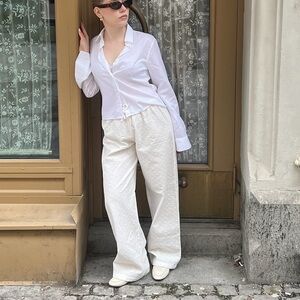 Djerf Avenue Broderie Pants White XXS